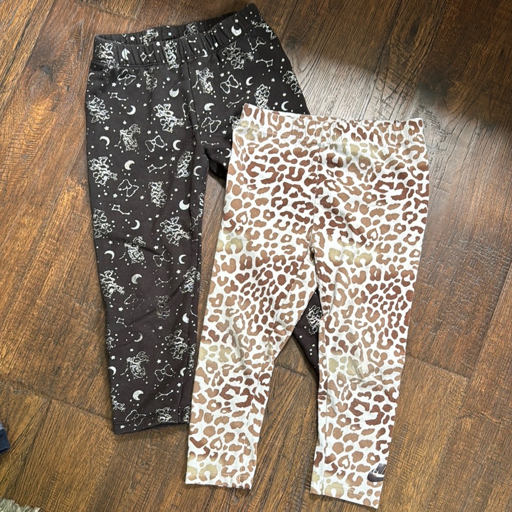 Kids Printed Leggings - Black and Brown